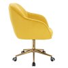 Židle AVOLA VELUR na zlaté podstavě s kolečky - žlutá