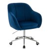 Židle AVOLA VELUR na stříbrné podstavě s kolečky - modrá