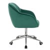 Židle AVOLA VELUR na stříbrné podstavě s kolečky - zelená
