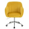 Židle AVOLA VELUR na stříbrné podstavě s kolečky - žlutá
