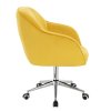 Židle AVOLA VELUR na stříbrné podstavě s kolečky - žlutá