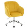 Židle AVOLA VELUR na stříbrné podstavě s kolečky - žlutá