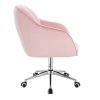 Židle AVOLA VELUR na stříbrné podstavě s kolečky - světle růžová