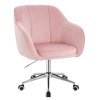 Židle AVOLA VELUR na stříbrné podstavě s kolečky - světle růžová