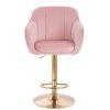 Barová židle AVOLA VELUR na zlatém talíři - světle růžová