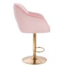 Barová židle AVOLA VELUR na zlatém talíři - světle růžová