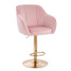 Barová židle AVOLA VELUR na zlatém talíři - světle růžová