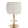 Barová židle AVOLA VELUR na zlatém talíři - bílá