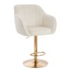 Barová židle AVOLA VELUR na zlatém talíři - bílá