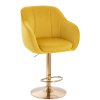 Barová židle AVOLA VELUR na zlatém talíři - žlutá