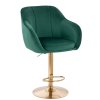 Barová židle AVOLA VELUR na zlatém talíři - zelená