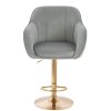 Barová židle AVOLA VELUR na zlatém talíři - světle šedá