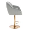Barová židle AVOLA VELUR na zlatém talíři - světle šedá