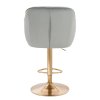 Barová židle AVOLA VELUR na zlatém talíři - světle šedá