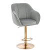 Barová židle AVOLA VELUR na zlatém talíři - světle šedá