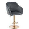 Barová židle AVOLA VELUR na zlatém talíři - tmavě šedá