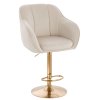 Barová židle AVOLA VELUR na zlatém talíři - krémová