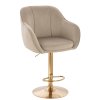 Barová židle AVOLA VELUR na zlatém talíři - latte