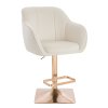 Barová židle AVOLA VELUR na zlaté hranaté podstavě - bílá