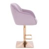 Barová židle AVOLA VELUR na zlaté hranaté podstavě - levandule