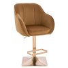 Barová židle AVOLA VELUR na zlaté hranaté podstavě - medová