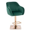 Barová židle AVOLA VELUR na zlaté hranaté podstavě - zelená