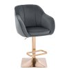 Barová židle AVOLA VELUR na zlaté hranaté podstavě - tmavě šedá