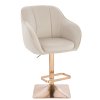 Barová židle AVOLA VELUR na zlaté hranaté podstavě - krémová