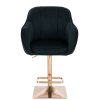 Barová židle AVOLA VELUR na zlaté hranaté podstavě - černá