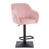Barová židle AVOLA VELUR na černé hranaté podstavě - světle růžová