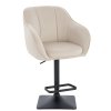 Barová židle AVOLA VELUR na černé hranaté podstavě - krémová