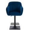 Barová židle AVOLA VELUR na černé hranaté podstavě - modrá
