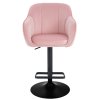 Barová židle AVOLA VELUR na černém talíři - světle růžová