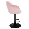 Barová židle AVOLA VELUR na černém talíři - světle růžová