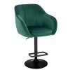 Barová židle AVOLA VELUR na černém talíři - zelená