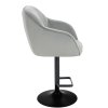 Barová židle AVOLA VELUR na černém talíři - světle šedá