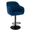 Barová židle AVOLA VELUR na černém talíři - modrá