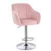 Barová židle AVOLA VELUR na stříbrném talíři - světle růžová