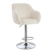 Barová židle AVOLA VELUR na stříbrném talíři - bílá
