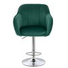 Barová židle AVOLA VELUR na stříbrném talíři - zelená
