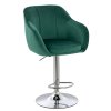 Barová židle AVOLA VELUR na stříbrném talíři - zelená