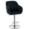 Barová židle AVOLA VELUR na stříbrném talíři - černá