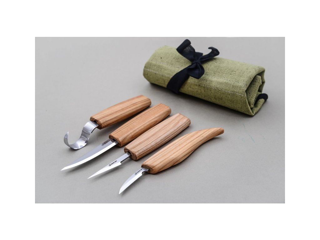 BeaverCraft řezbářská sada Set of 4 Knives in Tool Roll Left-Handed