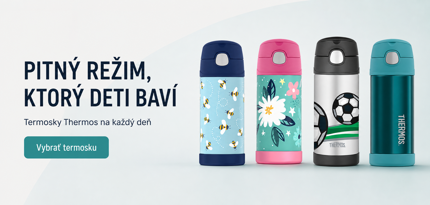 Originálne detské termosky Thermos s veselými motívmi do školy, škôlky aj na výlety. Praktické termo fľaše so slamkou pomáhajú deťom dodržiavať pitný režim.