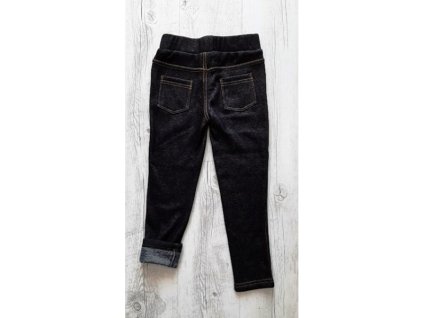 Dievčenské legíny zateplené kožúškom riflové čierne