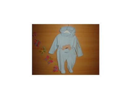 Teplý flisový overal s mackom, modrý