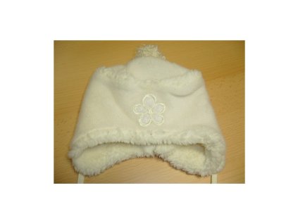 Čiapka s kvietkom, krémová