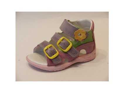 Letné sandále-fialovo/ružové so žltými prackami