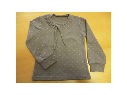 Tričko s dlhým rukávom, hnedé so striebornými guličkami
