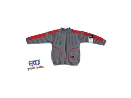 Sveter na zips, šedo/červený